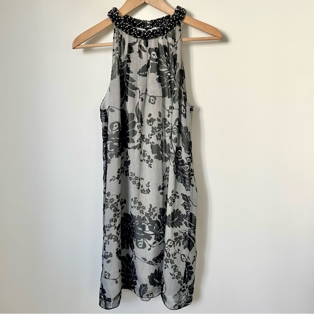 Diane Von Furstenburg Lainey Embellished Silk Halter Y2K Beaded Dress Black Lace